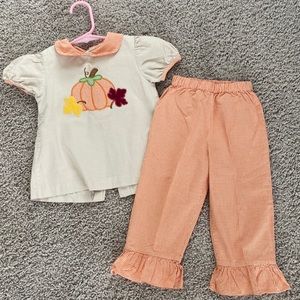 18 month 2 piece gingham pumpkin outfit